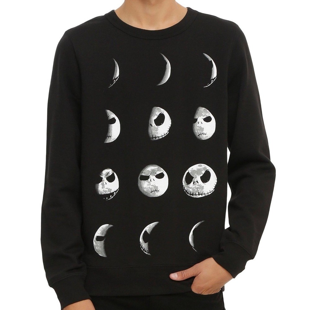 Disney The Nightmare Before Christmas Men's Jack Moon Crew Pullover Sweatshirt M